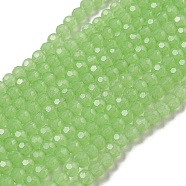 Imitation Jade Glass Beads Stands, Faceted, Round, Light Green, 3~3.5mm, Hole: 0.6mm, about 174~175pcs/strand, 21.18''~21.34''(53.8~54.2cm)(EGLA-A035-J3mm-D01)