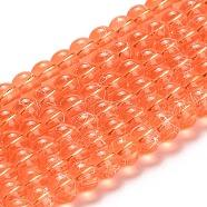 Drawbench Transparent Glass Beads Strands, Spray Painted, Round, Coral, 6mm, Hole: 1.3~1.6mm, 31.4 inch(GLAD-Q012-6mm-08)