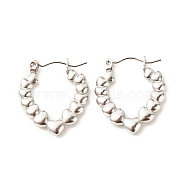 304 Stainless Steel Chunky Teardrop Hoop Earrings for Women, Stainless Steel Color, 22x20mm, Pin: 0.8mm(EJEW-K242-04P)