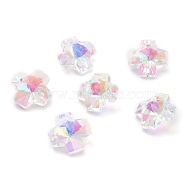 Transparent Glass Charms, Faceted, Back Plated, Cross, Clear AB, 14x14x7mm, Hole: 1.6mm(GLAA-O020-01B)