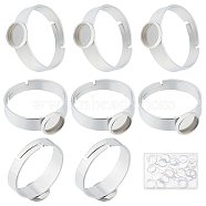 40Pcs Adjustable 304 Stainless Steel Finger Rings Components, Pad Ring Base Findings, Flat Round, Stainless Steel Color, Inner Diameter: 17~18mm, Tray: 6mm(STAS-BBC0001-31)