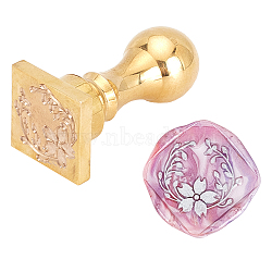 Brass Wax Seal, Metal Handle Seal, with Box Package,  Sakura, Flower Pattern, 6.5x3x3cm, Box: 5.8x5.8x9cm(AJEW-WH0168-40)