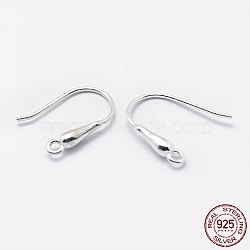 Sterling Silver Earring Hooks, Silver, 13.5~15x11~13x2.5mm, Hole: 1mm, Pin: 0.8mm(X-STER-I014-11S)