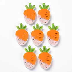 Cellulose Acetate(Resin) Cabochons, with Glitter Powder, Carrot, Dark Orange, 33x18.5x4mm(KY-N015-81)