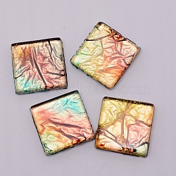 Glass Cabochons, Gold Foil Mosaic Tile, for Home Decoration or DIY Crafts, Square, Colorful, 20x20x4mm, about 650pcs/2500g(DIY-WH0176-01A)