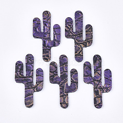 Eco-Friendly Cowhide Big Pendants, Cactus, Blue Violet, 60x30x1.5mm, Hole: 1.5mm(FIND-S301-16D)