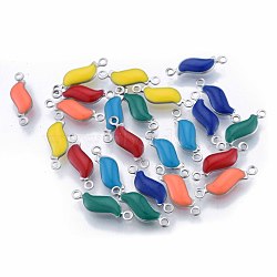 304 Stainless Steel Enamel Connector Charms, Stainless Steel Color, Leaf, Mixed Color, 16x5x2mm, Hole: 1.2mm(STAS-N092-175)