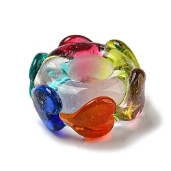 Glass European Beads, Large Hole Beads, Rondelle, Colorful, 15.5x7mm, Hole: 6mm(GLAA-XCP0001-37)
