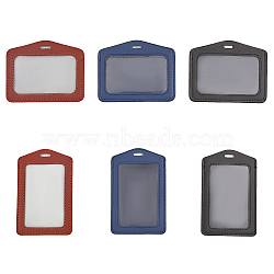 6Pcs 6 Style Cowhide Leather ID Card Holder, Name Key Card Tag Holder, Rectangle, Horizontal & Vertical, Mixed Color, 80.5~110x71~101.5x3~4mm, Hole: 3~4x13~14mm, 1pc/style(AJEW-CA0003-59)