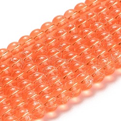 Drawbench Transparent Glass Beads Strands, Spray Painted, Round, Orange Red, 6mm, Hole: 1.3~1.6mm, 31.4 inch(GLAD-Q012-6mm-08)