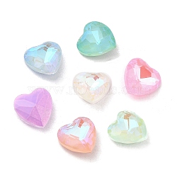 Pointed Back Glass Rhinestone Cabochons, Faceted Heart, Mixed Color, 10x10x4~5mm(GLAA-B012-66)