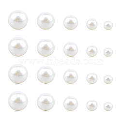 Resin Imitation Pearl Beads, No Hole/Undrilled, Round, White, 7.5~25mm, 214pcs/box(RESI-CA0001-07)