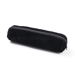 Velvet Zipper Bags, Bracelet Jewelry Bags, Black, 30x7.8cm(TP-L005-02)