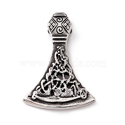 Tibetan Style 304 Stainless Steel Pendants, Axe, Antique Silver, 43x30x4mm, Hole: 6x4.5mm(STAS-P305-45AS)