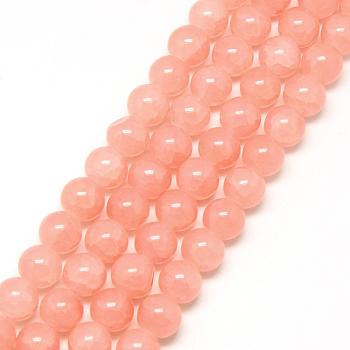 Baking Painted Crackle Glass Bead Strands, Round, Light Salmon, 4mm, Hole: 1.1~1.3mm, about 200pcs/strand, 31.4 inch