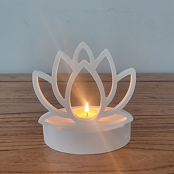 Lotus DIY Silicone Candle Holders, for Flower Scented Candle Making, White, 9.9~10.5x10.2~10.5x0.9~2.6cm, Inner Diameter: 9.4~9.6X9.45~9.6cm