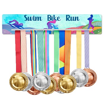 Acrylic Medal Holder, Medals Display Hanger Rack, Medal Holder Frame, Rectangle, Triathlon Pattern, 70x390x5mm