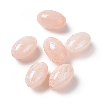 Opaque Acrylic Beads, AB Color, Oval, PeachPuff, 17x11~11.5mm, Hole: 2.4mm