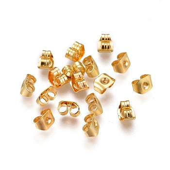 Iron Ear Nuts, Butterfly Earring Backs for Post Earrings, Golden, 4.6~4.8x3.5x2.5mm, Hole: 0.6mm