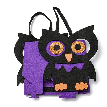Owl Felt Halloween Candy Bags with Handles, Halloween Treat Gift Bag Party Favors for Kids, Purple, 24.8cm, Bag: 17x15x7.3cm
