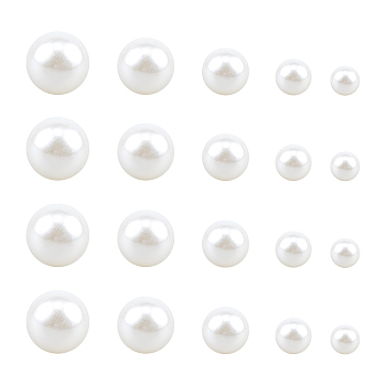 Resin Imitation Pearl Beads, No Hole/Undrilled, Round, White, 7.5~25mm, 214pcs/box