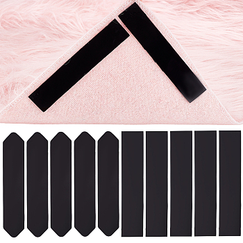 AHADEMAKER 20Pcs 2 Style PU Self Adhesive Non Slip Carpet Stickers, Washable Rug Tape, for Hardwood Floors, Tile Floors, Arrow & Rectangle, Black, 131x25x2mm, 10pcs/style