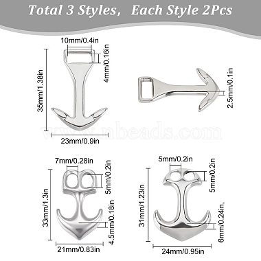 6Pcs 3 Styles 304 Stainless Steel Hook Clasps(STAS-SC0004-36)-2