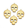 Ion Plating(IP) 304 Stainless Steel Pendants, Skull, Real 18K Gold Plated, 30x21.5x3mm, Hole: 2mm