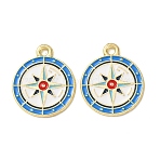 Ocean Alloy Enamel Pendants, Golden, Compass Charms, 20x17x1mm, Hole: 1.8mm(ENAM-B041-01N)
