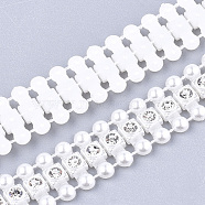 ABS Plastic Imitation Pearl Beaded Trim Garland Strand, Great for Door Curtain, Wedding Decoration DIY Material, with Rhinestone, Creamy White, 13.5x3.5mm; 10yards/roll(AJEW-S073-01)