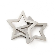 201 Stainless Steel Pendants, Hollow, Star, Stainless Steel Color, 18mm(STAS-D190-03P)
