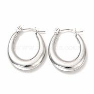 304 Stainless Steel Chunky Oval Hoop Earrings for Women, Stainless Steel Color, 26x20x4mm, Pin: 0.7mm(EJEW-F283-08P)