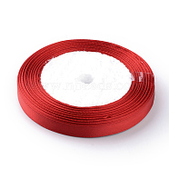High Dense Single Face Satin Ribbon, Polyester Ribbon, Christmas Ribbon, Red, 3/8 inch(9~10mm), about 25yards/roll, about 10rolls/group(SRIB-Q009-10mm-133)