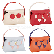 4 Sets 4 Colors Foldable Imitation Leather Wedding Bowknot Candy Bags, with Alloy Findings, Mixed Color, 13x12x7cm, 1 set/color(CON-WR0001-05)