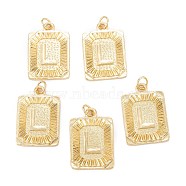 Brass Pendants, with Jump Ring, Long-Lasting Plated, Cadmium Free & Nickel Free & Lead Free, Rectangle with Alphabet, Real 18K Gold Plated, Letter.L, 23.5x16x2mm, Jump Ring: 5x0.7mm, 3.6mm Inner Diameter(KK-J279-58G-L)