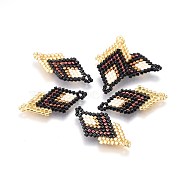 MIYUKI & TOHO Handmade Japanese Seed Beads Links, Loom Pattern, Double Rhombus, Colorful, 27~29x13~14x1.7mm, Hole: 1.5mm(SEED-A029-AB01)