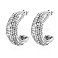 304 Stainless Steel Arch Stud Earrings, Half Hoop Earrings, Stainless Steel Color, 27x10mm(AP9036-2)