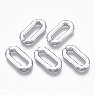 Spray Painted CCB Plastic Linking Rings, Quick Link Connectors, For Jewelry Cable Chains Making, Oval, Silver, 20x11x3mm, Inner Diameter: 4x14mm(CCB-R104-12D-03)