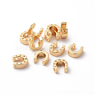 Brass Charms, Nickel Free, Real 18K Gold Plated, Horseshoe, 7x7x3mm, Hole: 1.5mm(X-KK-R058-006G)