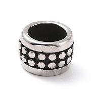 304 Stainless Steel Manual Polishing European Beads, Large Hole Beads, Column, Antique Silver, 9x6mm, Hole: 6mm(STAS-G276-24AS)