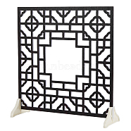 Retro Chinese Photographic Prop, Wooden Background Plates, Wood Window, with Plastic Holders, Square with Pattern, Other Pattern, 280x280x5mm, 3pcs/set(DJEW-WH0037-92B)