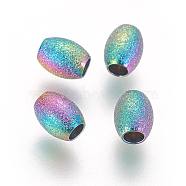 Ion Plating(IP) 304 Stainless Steel Beads, Oval, Rainbow Color, 5x4mm, Hole: 1.9mm(STAS-G193-09A)