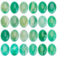 24Pcs Natural Striped Agate/Banded Agate Cabochons, Dyed, Oval, Sea Green, 18x13x8mm(G-FG0001-03A)