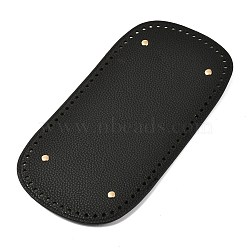 Imitation PU Leather Bottom, Oval with Alloy Brads, Litchi Grain, Bag Replacement Accessories, Black, 30x15.3x0.4~1.1cm, Hole: 5mm(FIND-M001-09E)