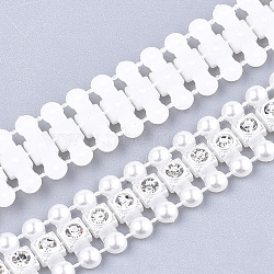ABS Plastic Imitation Pearl Beaded Trim Garland Strand, Great for Door Curtain, Wedding Decoration DIY Material, with Rhinestone, Creamy White, 13.5x3.5mm, 10yards/roll(AJEW-S073-01)