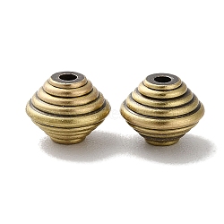 Tibetan Style Brass Beads, Cadmium Free & Lead Free, Flat Round, Antique Bronze, 9x7mm, Hole: 1.8mm(KK-M284-07AB)