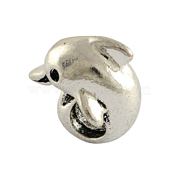 Tibetan Style Alloy Dolphin European Beads, Large Hole Beads, Cadmium Free & Lead Free , Antique Silver, 14x14x10mm, Hole: 4.5mm, about 420pcs/1000g(TIBEB-7982-AS-RS)