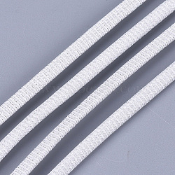 Glitter Cords, Nylon Covered with PU Leather Cords, Creamy White, 5.5~6x3mm, about 54.68 yards(50m)/bundle(LC-S018-04H)