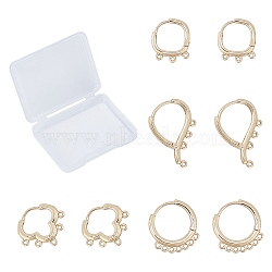 SUNNYCLUE 4 Pairs 4 Styles Brass Huggie Hoop Earring Findings, with Loop, Long-Lasting Plated, Real 18K Gold Plated, 1pair/style(KK-SC0002-05)