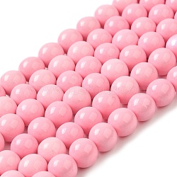 Synthetic Ocean White Jade Beads Strands, Dyed, Round, Pearl Pink, 8~9mm, Hole: 1mm, about 48pcs/strand, 16.3 inch(G-S254-8mm-B01)